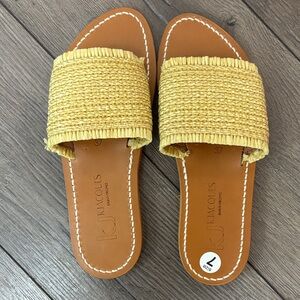 K.Jacques Yellow Woven Slide Sandals